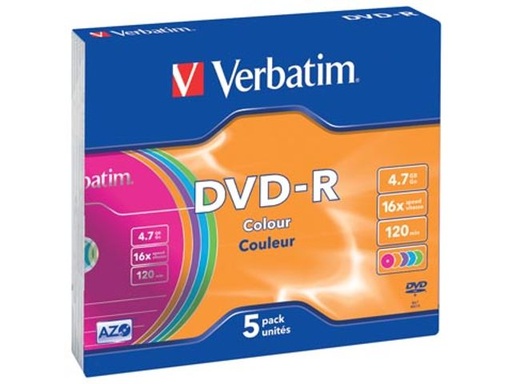 [DVDR01] Verbatim DVD-R Couleur Pack 5
